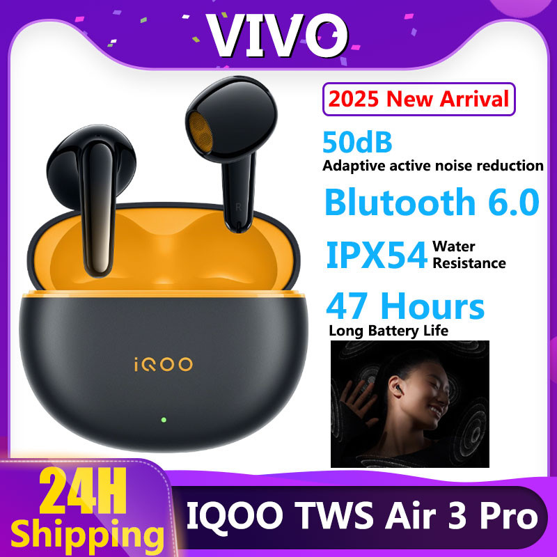 IQOO TWS Air 3 Pro 50dB Active Noise Cancelling TWS หูฟังบลูทูธ 6.0 47 ชั่วโมงอายุการใช้งานแบตเตอรี่หูฟังไร้สาย IP54
