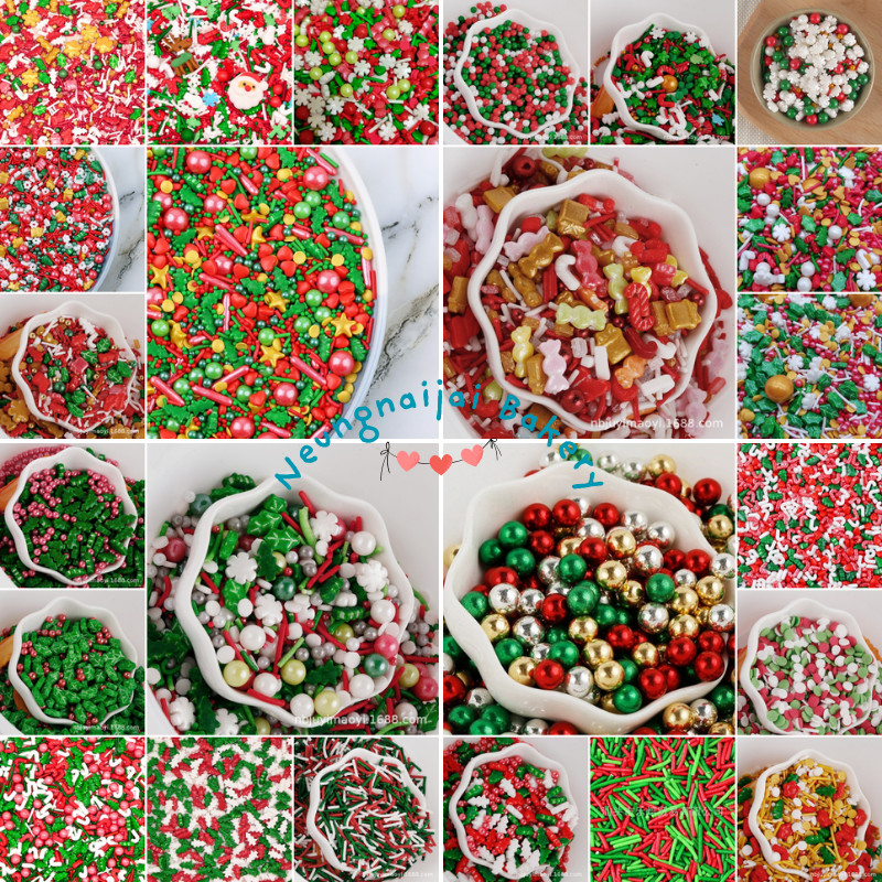 พร้อมส่ง น้ำตาลแต่งเค้ก​ Christmas Sprinkles เทศกาลคริสมาส (แบ่งขาย 25 กรัม)