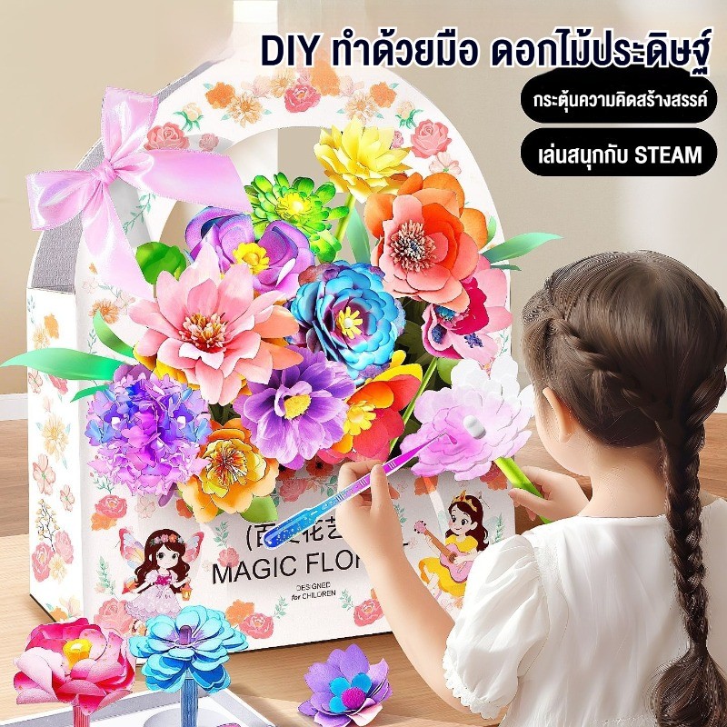 DIY ทําด้วยมือ ดอกไม้ประดิษฐ์ หัวดอกไม้ปลอม งานฝีมือ ของขวัญวันเกิด ภาพวาดตกแต่งผนนัง