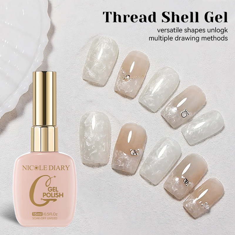 NICOLE DIARY 15ml สีขาวมุกด้ายเล็บเจล Ultra Shine Glitter Soak Off UV/LED เล็บเคลือบเงาเล็บอุปกรณ์ - รูปที่ 4