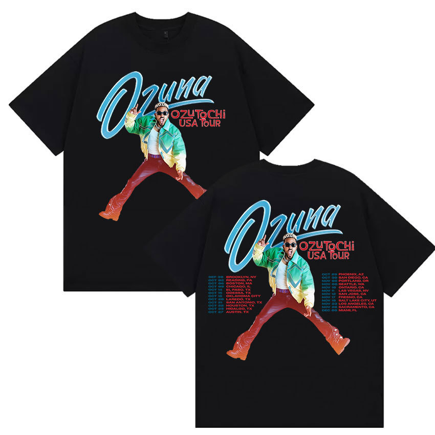 เสื้อยืดHip Hop สำหรับผู้ชาย  merchandise จากการทัวร์คอนцерт Rapper Ozuna World Tour 2025