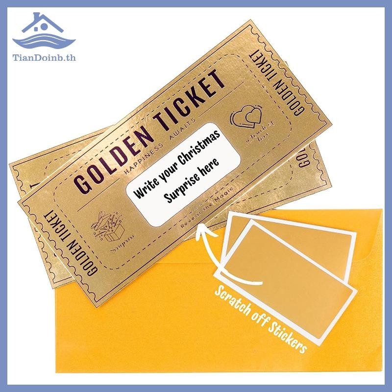 TianYe 1 ชุด Deluxe Golden Ticket Surprise Scratch Off Card Christmas Surprise เปิดเผยการ์ด Scratch 