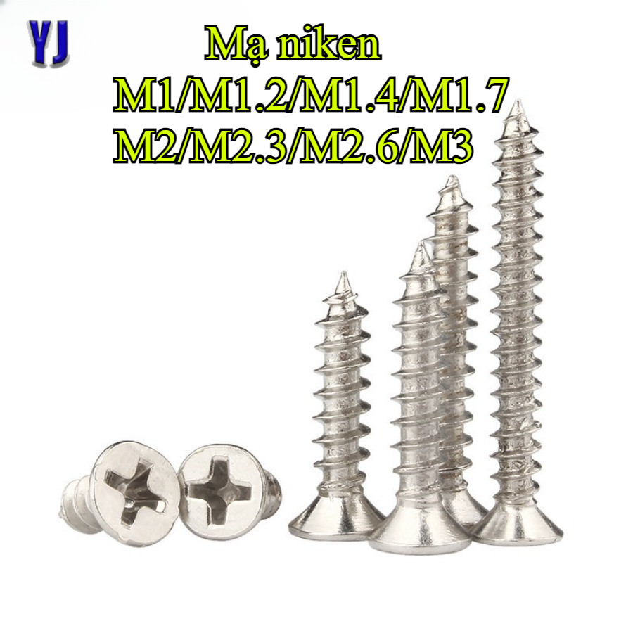 ((Nickel-Plated) KA Phillips Countersunk Self-Tipping สกรูแหลมแบน Self-Tpping Screw M1/M1.2/M1.4/M1.