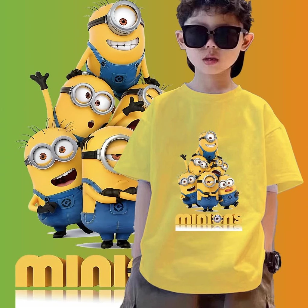 เสื้อยืดมินเนี่ยนสำหรับเด็ก 8 สี เหมาะสำหรับอายุ 1-11 ปี ขายดีในฤดูร้อน