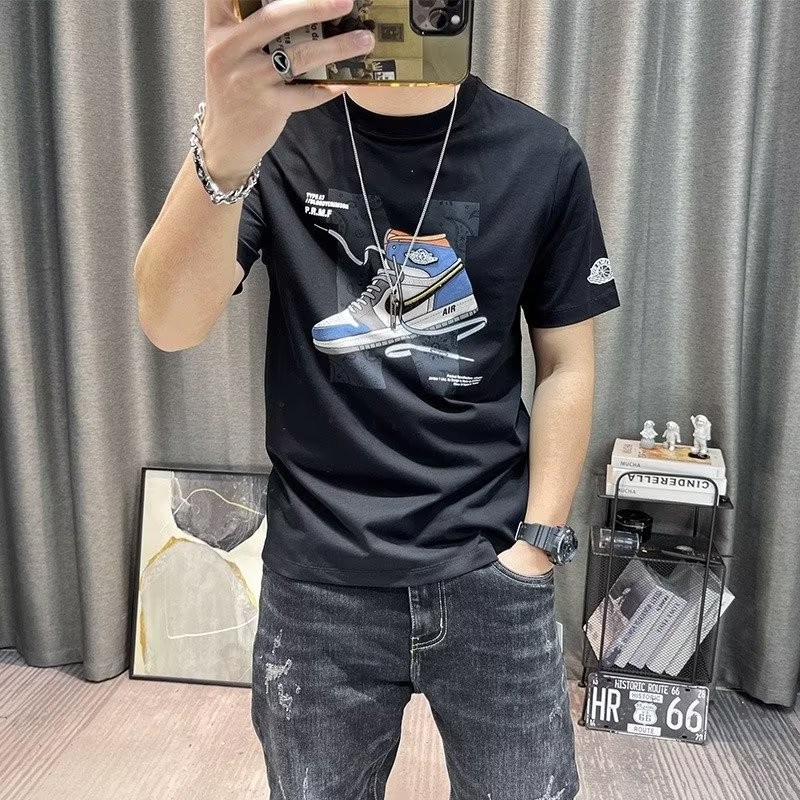 สไตล์ตะวันตก Influencer เสื้อยืด Super Hot Puffian หล่อ Slim-fit 2025 แขนสั้นสไตล์ใหม่รอบคออินเทรนด์