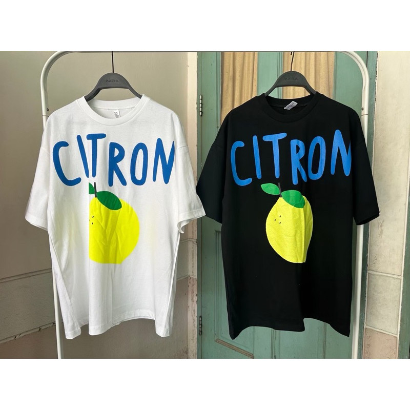 เสื้อยืดผ้าฝ้ายแท้ "CITRON" แขนสั้น พิมพ์ลายมะนาว