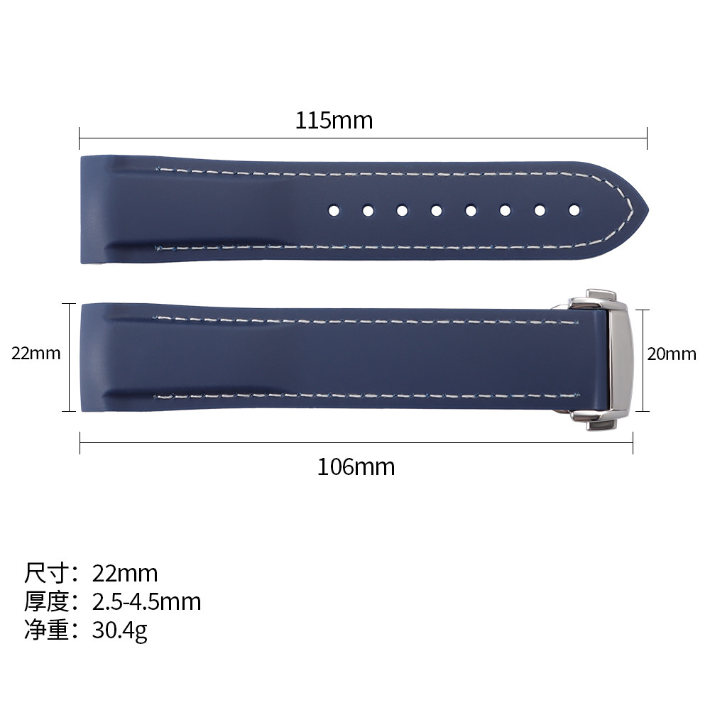 20 มม.22 มม.ปลายโค้งยางซิลิโคนนาฬิกาสําหรับ Omega Seamaster 300 Speedmaster สายนาฬิกายี่ห้อสร้อยข้อมือผู้ชายสายรัดข้อมือสีฟ้าสีดํา - รูปที่ 6
