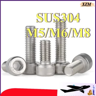 สกรูหัวจม น็อตหัวจม น็อตหกเหลี่ยม น็อต สกรู หัวจม สแตนเลส 304 เกลียวมิล ตลอด หยาบ / Hex Socket Head Cap Machine Screw SUS304 M5/M6/M8 * L5-200mm (CZT-MB-L)