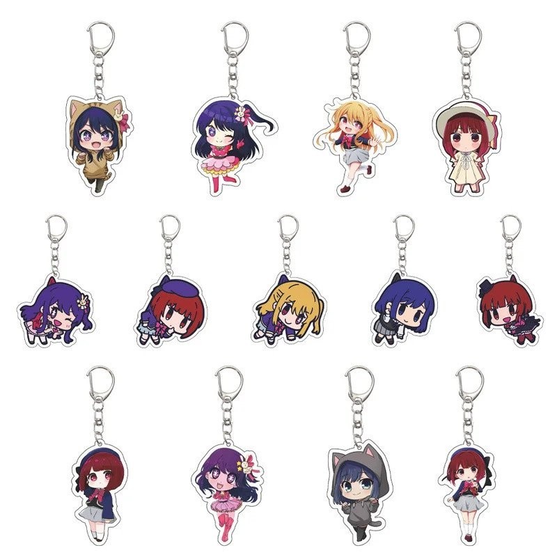 55MM Anime OSHI NO KO Hoshino Aquamarin / Hoshino Rubii / Hoshino Ai Key Chain แผ่นอะคริลิครุ่น