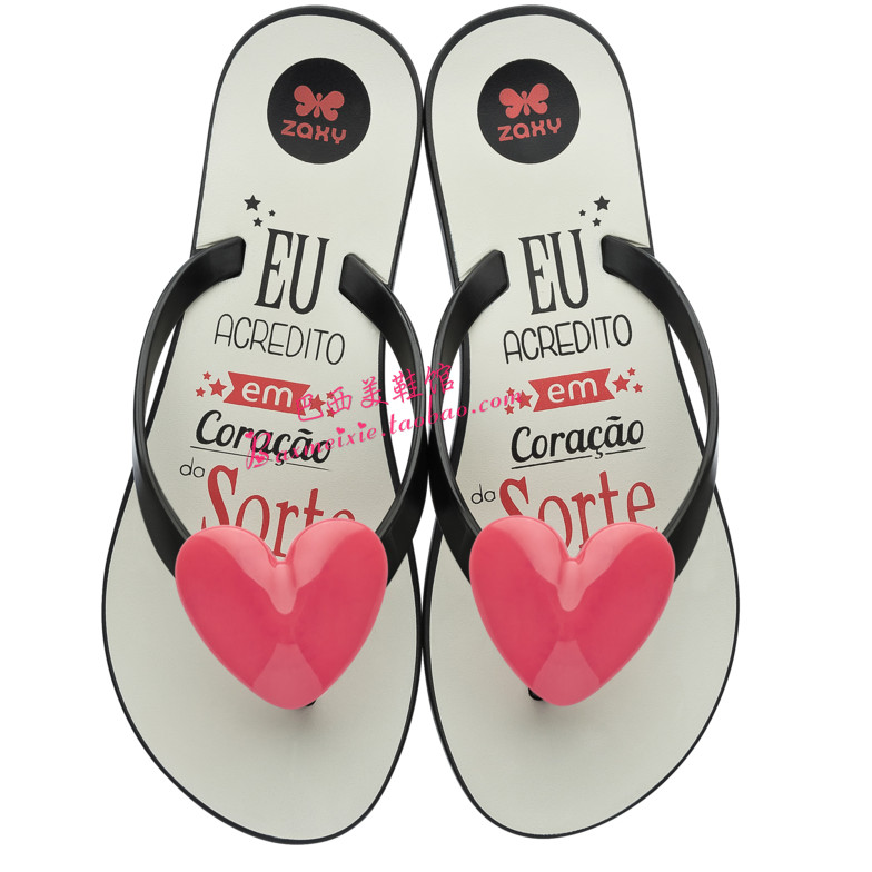 พร้อมสต็อก Clearance Brazil ของแท้ Zaxy Peach Heart Women Flip-Flops Jelly Shoes