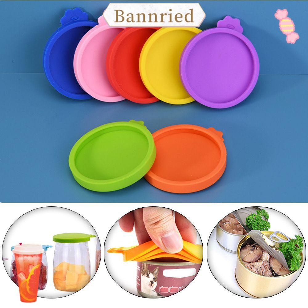 BANNRIEDSG ฝาปิดกระป๋องซิลิโคนฝาครอบกล่องแบบใช้ซ้ําได้เก็บสดฝาครอบดีบุกอาหาร