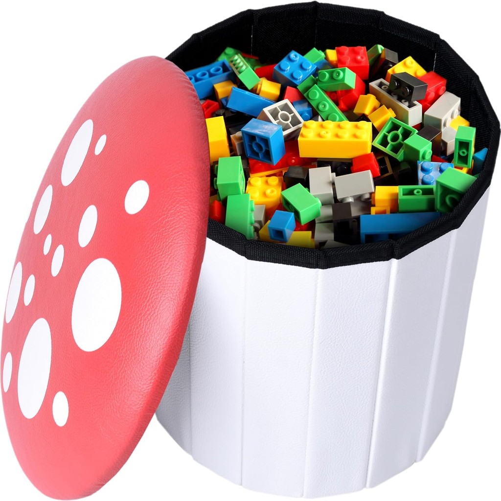 Wiosi Cute Mushroom Ottoman Stool for Boys & Girls - Multipurpose Storage Ottoman for Toys & Clothes