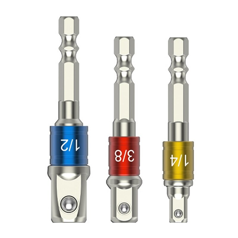 3PC Color Hexagon Screw Screwdriver Changeover Extension Square Head Socket Tool Set for Electric Sc