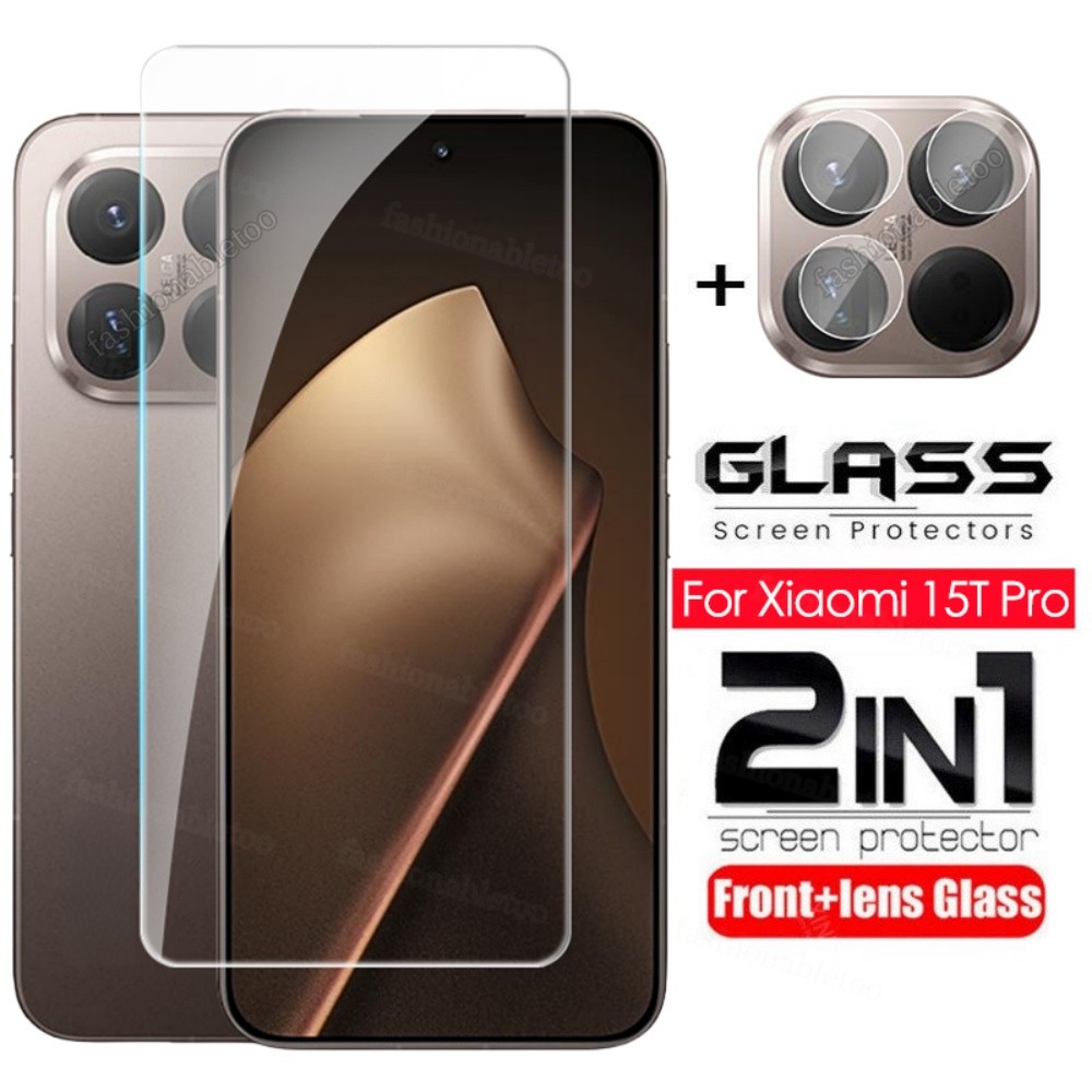 สําหรับ Xiaomi15TPro 2 in 1 ป้องกันหน้าจอกระจกนิรภัยฟิล์มสําหรับ Xiaomi 15T Pro 15TPro 15Ultra 1 5 Xiaomi15T Pro Xiaomi15TPro กล้องกลับเลนส์ป้องกันคลุมทั้งหมดฟิล์มด้านหน้า