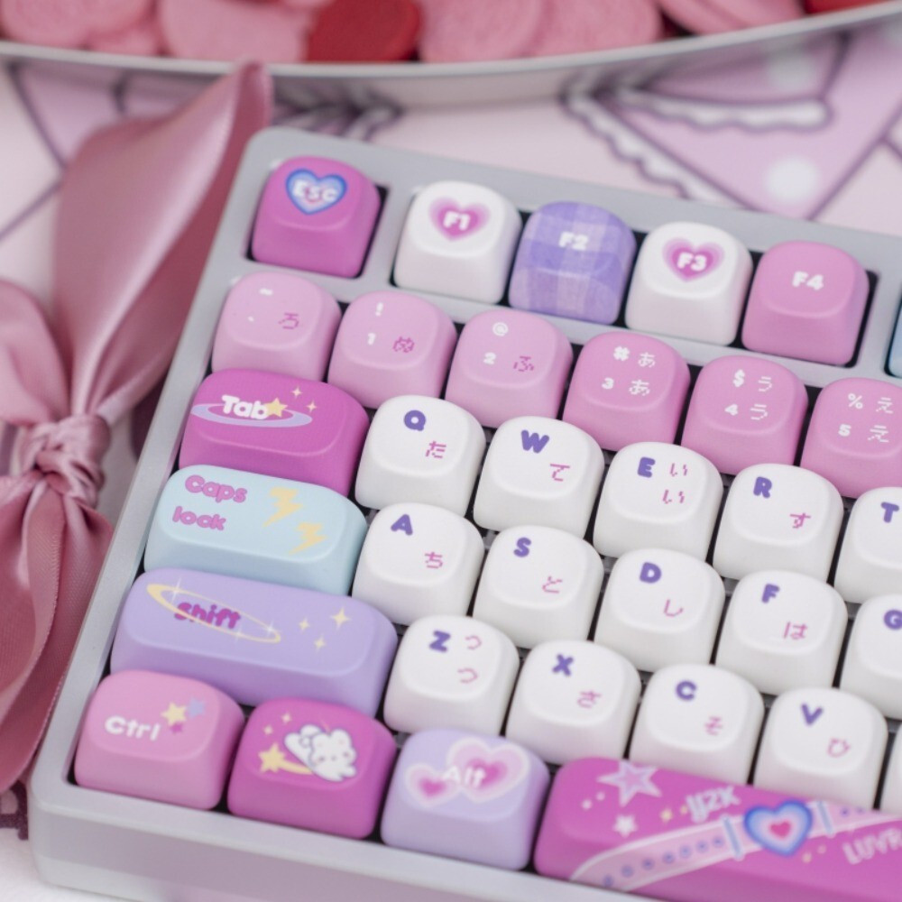 Llnial สาว Keycaps MOA โปรไฟล์ 144 คีย์ PBT Dye Sublimation รอบ Keycaps Wooting60 MAD60 Aula F75 การ