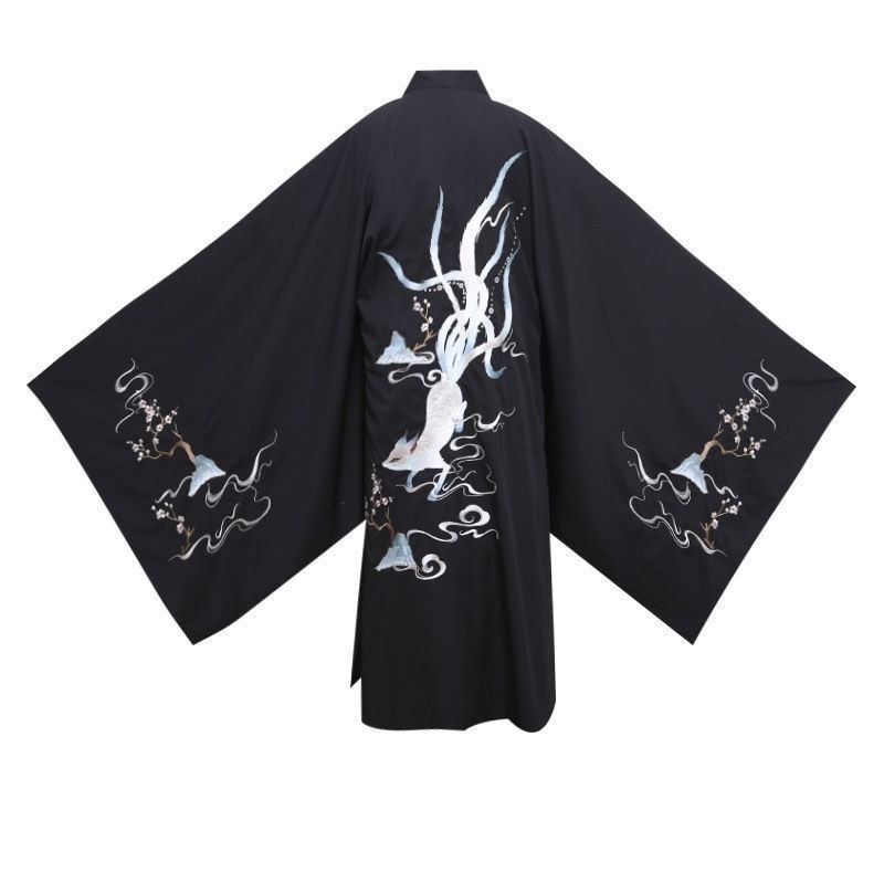 Hanfu ผู้ชายสไตล์ฤดูใบไม้ผลิฤดูร้อนสไตล์ใหม่เครื่องแต่งกายโบราณ Nine-Tailed Fox Heavy Industry เย็บป