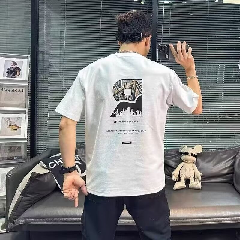 COD 2025 Summer Printed Short Sleeve T-Shirt Pure Cotton Round Neck Trendy 2025 New Versatile Loose 