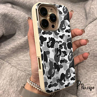 เคสไอโฟน 16 สำหรับ IPhone 17 air 15 13 11 16 14 12 ProMax 15 14 16 Plus XR X แฟชั่นสีเขียวลายลายพรางหนังพื้นผิวโทรศัพท