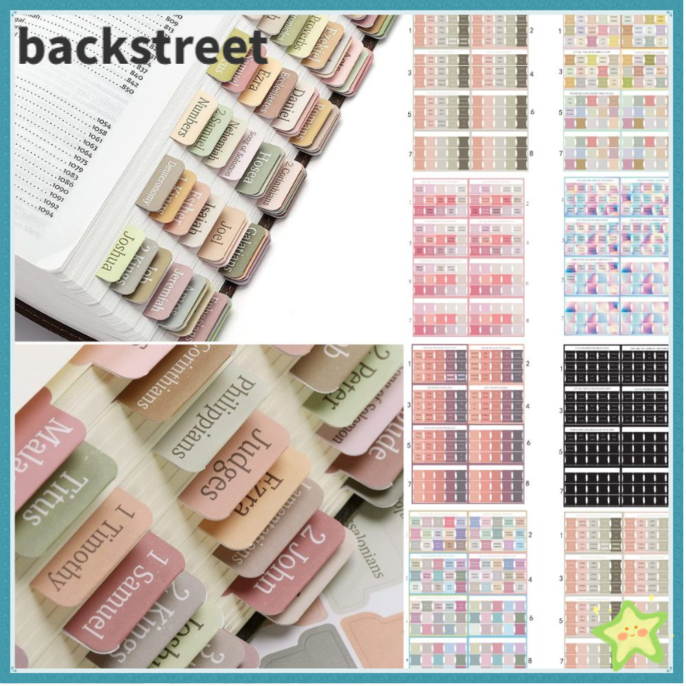BACKSTAGEDV 120PCS Boho Bible Tabs, Easy Navigation Laminated Bible Tabs, สีสันสวยหลายสีกาวตนเอง แท็
