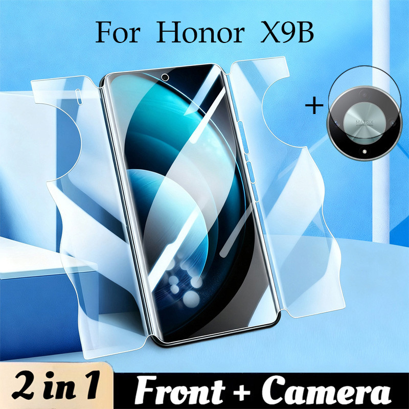 2 in 1 Honor X9B Soft Hydrogel Screen Protector สําหรับ Honor X9B X9C 400 200 90 Pro 4G 5G ป้องกันเล