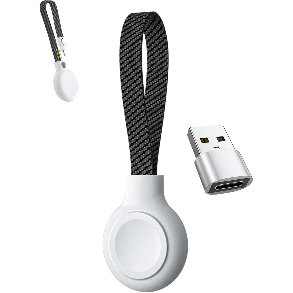 เครื่องชาร์จแม่เหล็กแบบพกพาสําหรับ Samsung Galaxy Watch | พวงกุญแจเครื่องชาร์จเดินทาง USB-C/USB-A 2-