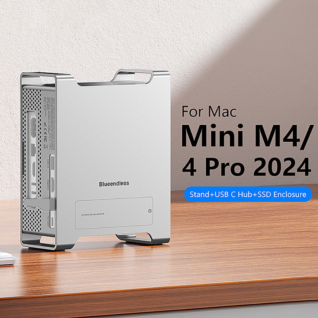 Blueendless TypeC HUB Docking station สําหรับ Mac Mini M4/M4 pro 10Gbps USB 3.2 Gen2 C Hub SD4.0 M.2 สําหรับ NVME SSD Enclosure