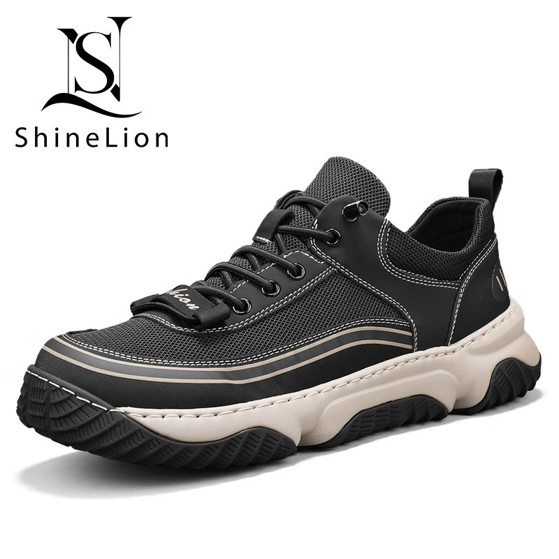 ShineLion รองเท้าผู้ชาย 100% Original Slip-On Breathable ผ้าตาข่ายกว้าง Toe Soft Sole น้ําหนักเบาสํา