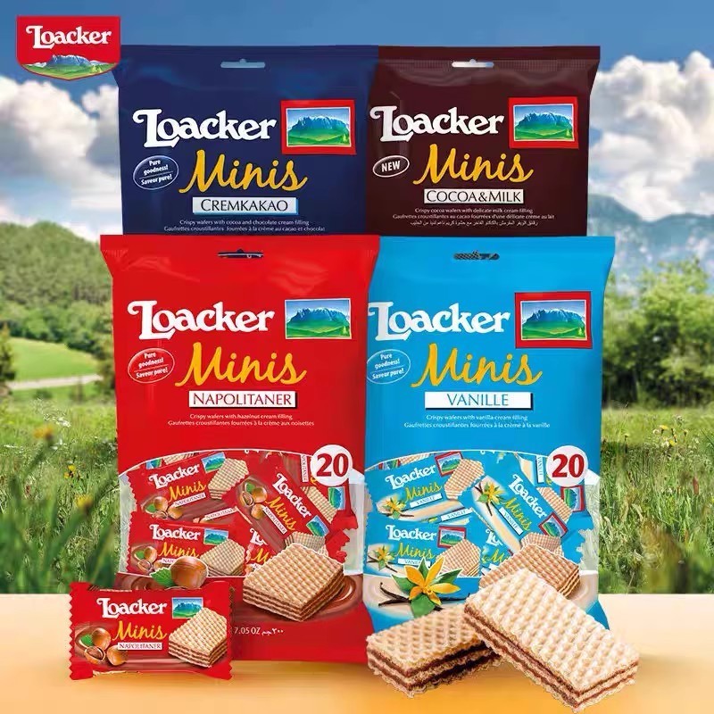 Loacker Loacker บิสกิตเวเฟอร์อิตาลีของที่ระลึกจํานวนมากขนมแต่งงานขนมแต่งงานขนมสบายๆช็อคโกแลต LS25100