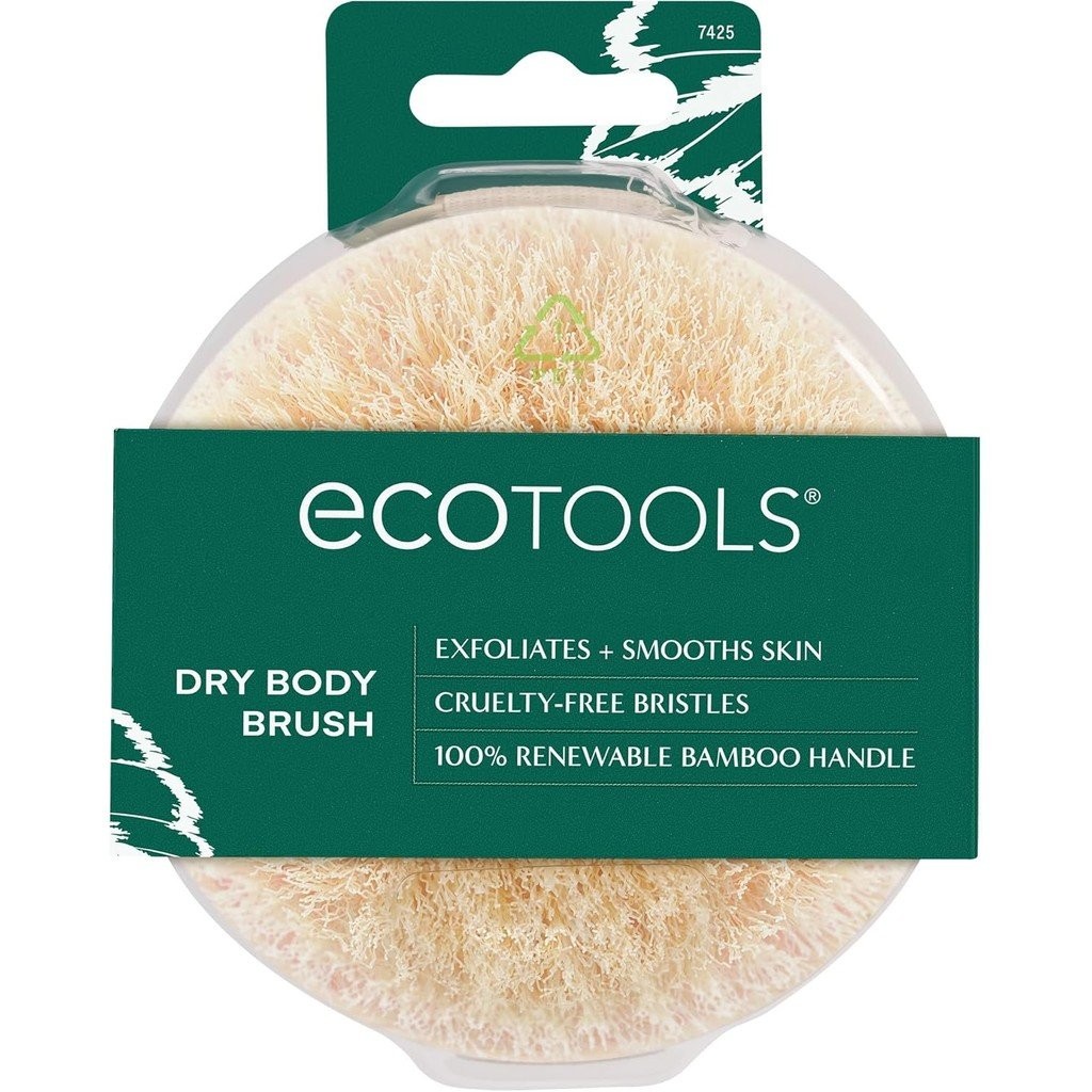 EcoTools Dry Body Brush, ขนแปรงปราศจากความเสียใจ Exfoliate & Smooth Skin, แปรงแห้งลบผิว Flaky, May ช