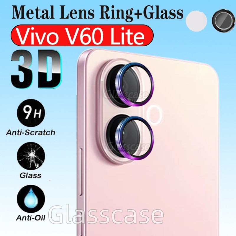 สําหรับ Vivo V60/V60 Lite/V70 Elite/V70 Elite FE 9H HD กระจกนิรภัยอลูมิเนียมป้องกันเลนส์กล้อง พร้อมฟิล์มกันรอยหน้าจอ