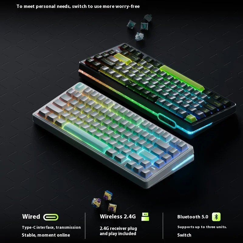 ใหม่ Vgn Neon แป้นพิมพ์แกนแม่เหล็ก 75 Tri โหมดปะเก็นโครงสร้างปรับแต่งเกม Rgb อุปกรณ์ต่อพ่วงคอมพิวเตอ