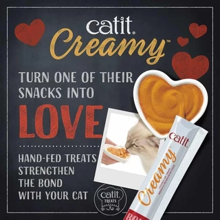 Catit creamy ขนมแมวเลีย grain-free ไม่ใส่วัตถุกันเสีย แคลต่ำ ไม่อ้วน ไม่เค็ม เกรดพรีเมียม { แพ็ค 5 ซอง }