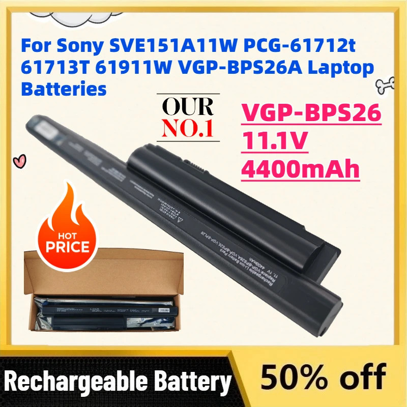 อัพเกรด VGP-BPS26 11.1V 4400mAh แบตเตอรี่ทดแทนสําหรับ Sony SVE151A11W PCG-61712t 613713T 61911W VGP-