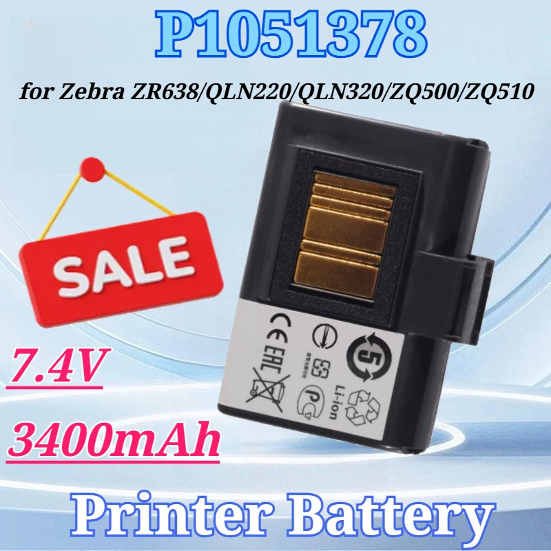 7.4V 3400mAh P1089503-003 พี1051378 แบตเตอรี่แบบชาร์จไฟได้สําหรับ Zebra ZR638 QLN220 QLN320 ZQ500 ZQ