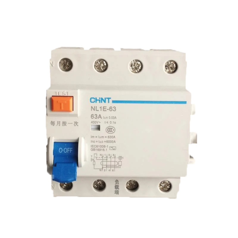 CHINT NL1E-63 1P+N 3P+N 4P 30MA RCCB 50HZ/60HZ อิเล็กทรอนิกส์ไฟฟ้ารั่ว Breaker Residual Current Prot
