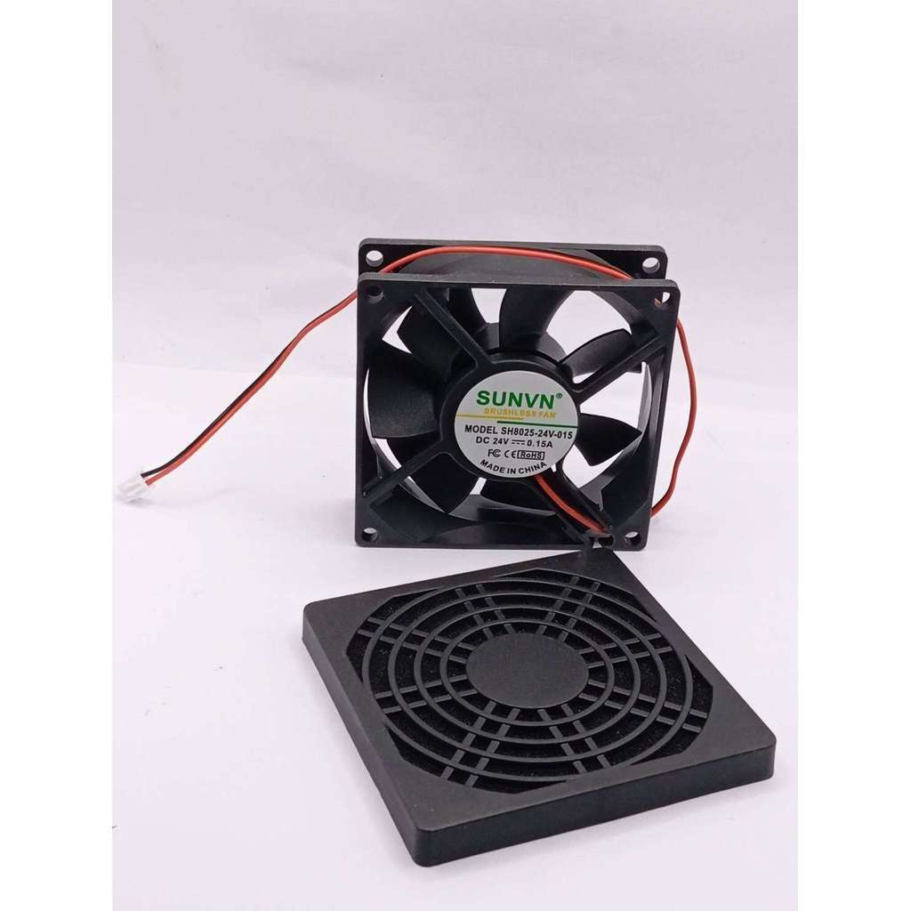 พัดลม+ฟิวเตอร์  SH8025-24V-015 3นิ้ว DC 24V 0.15A สินค้าถ่ายจากงานจริงส่งจากไทย ใหม่