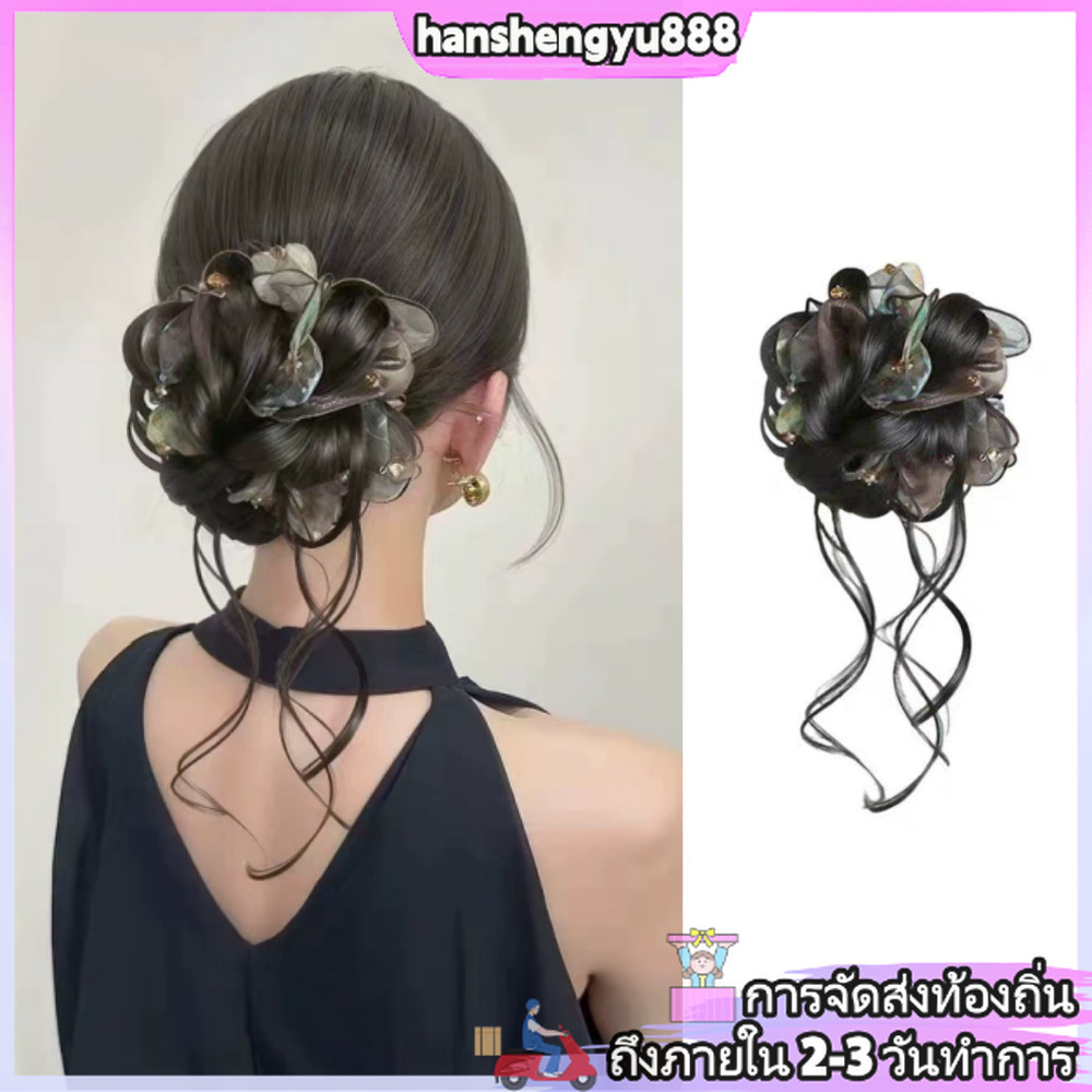 (จัดส่งในพื้นที่) วิกผม Chignon มองเป็นธรรมชาติ Scrunchie Type Fit สําหรับชุดทางการทุกวันและ Cheongsam