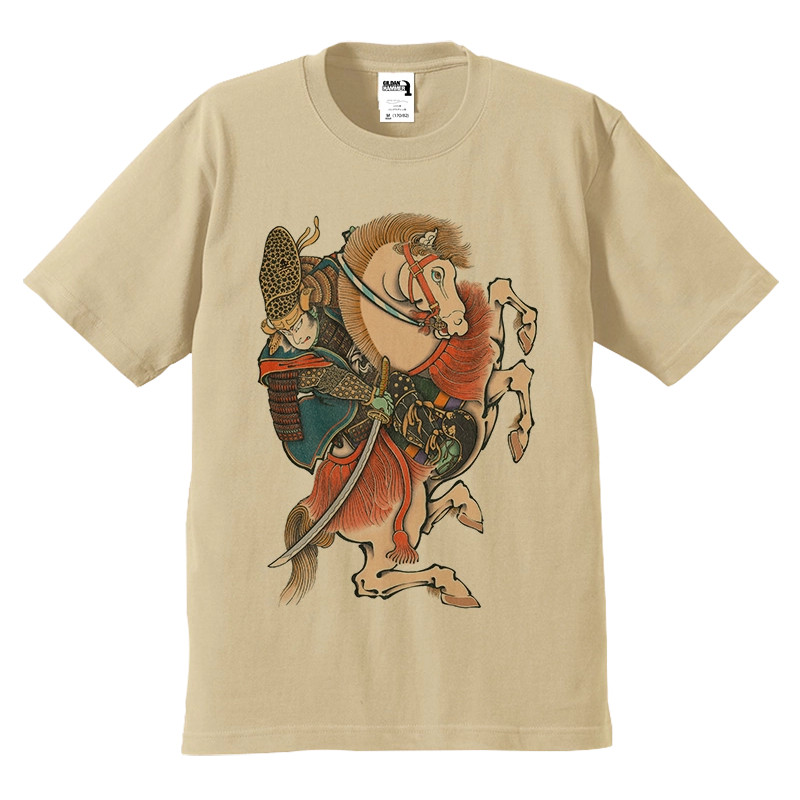 ผ้าฝ้าย 100% Sengoku ที่มีชื่อเสียง Uesugi Ken เสื้อยืดแขนสั้นญี่ปุ่น Retro Ukiyo-E พิมพ์รอบคอด้านบน