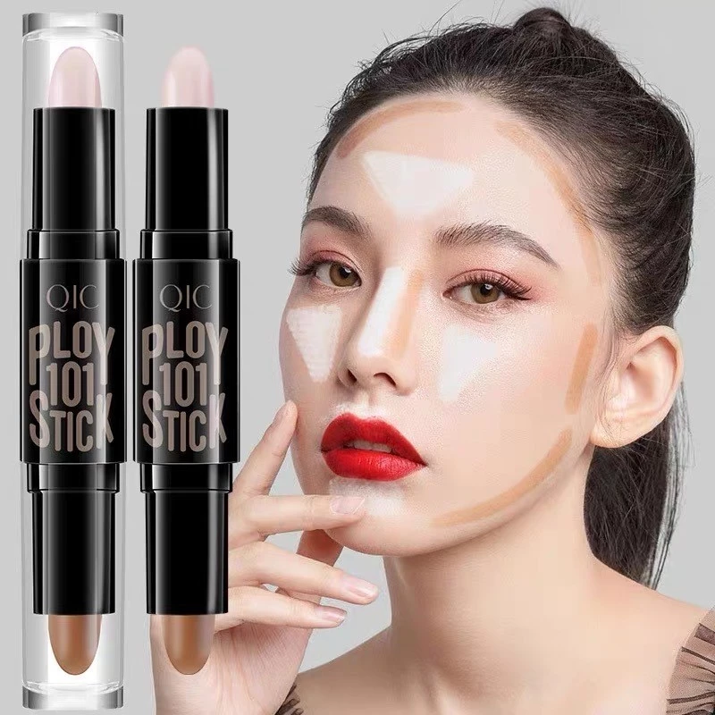 ปากกาเน้นข้อความเงาแท่งคู่หัวบรอนเซอร์สมูทคอนทัวร์Highlighter Shadow Sticks Double Head Bronzer Smooth Contour Cream
