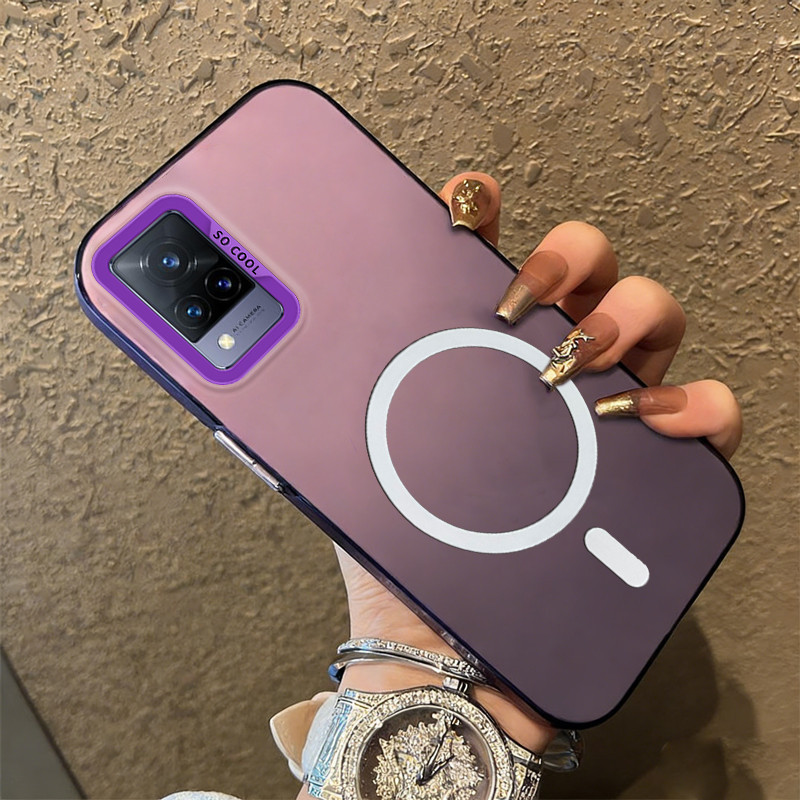 เคสสําหรับ vivo v20 PRO v20se v23e v23 v21 v21e 5G เคสโทรศัพท์เคสแข็งกันกระแทกดีไซน์ใหม่ความงาม Frosted แม่เหล็กสําหรับสาวน่ารักสีม่วง CYBS3
