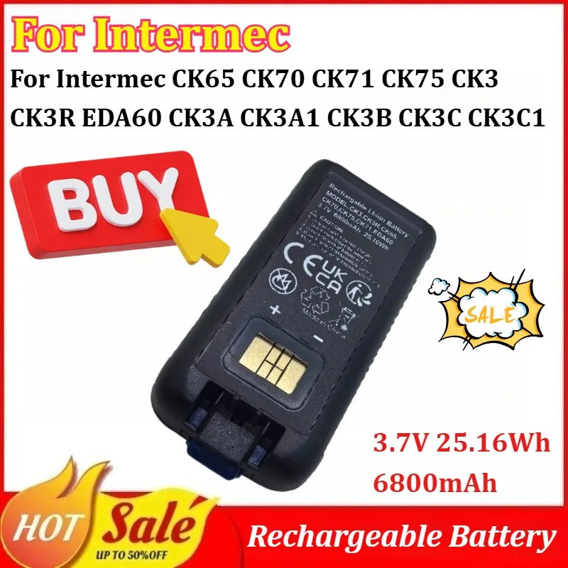 ใหม่ 3.7V 6800mAh แบตเตอรี่สําหรับ Intermec CK65 CK70 CK71 CK75 CK3 CK3R EDA60 CK3A CK3A1 CK3B CK3C 