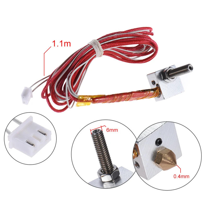 Hot End Kit 0.4 มม.หัวฉีด & M6 30 มม. Extruder คอ 12V 40W เครื่องทําความร้อนเทอร์มิสเตอร์เครื่องทําค