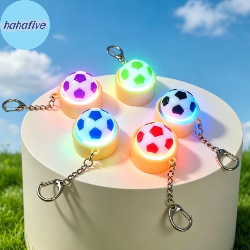 HAHA Mini LED เรืองแสงพวงกุญแจฟุตบอลไฟที่มีสีสันทนทานตะขอโลหะเหมาะสําหรับกระเป๋าตกแต่งแฟนฟุตบอลของขวัญ TH