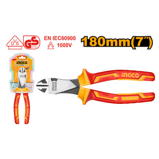 INGCO คีมตัดเฉียง ขนาด 7 นิ้ว หุ้มฉนวน VDE กันไฟฟ้า 1000 โวลท์รุ่น HIHDCP28188 (Insulated Heavy-Duty Diagonal Cutting Pl