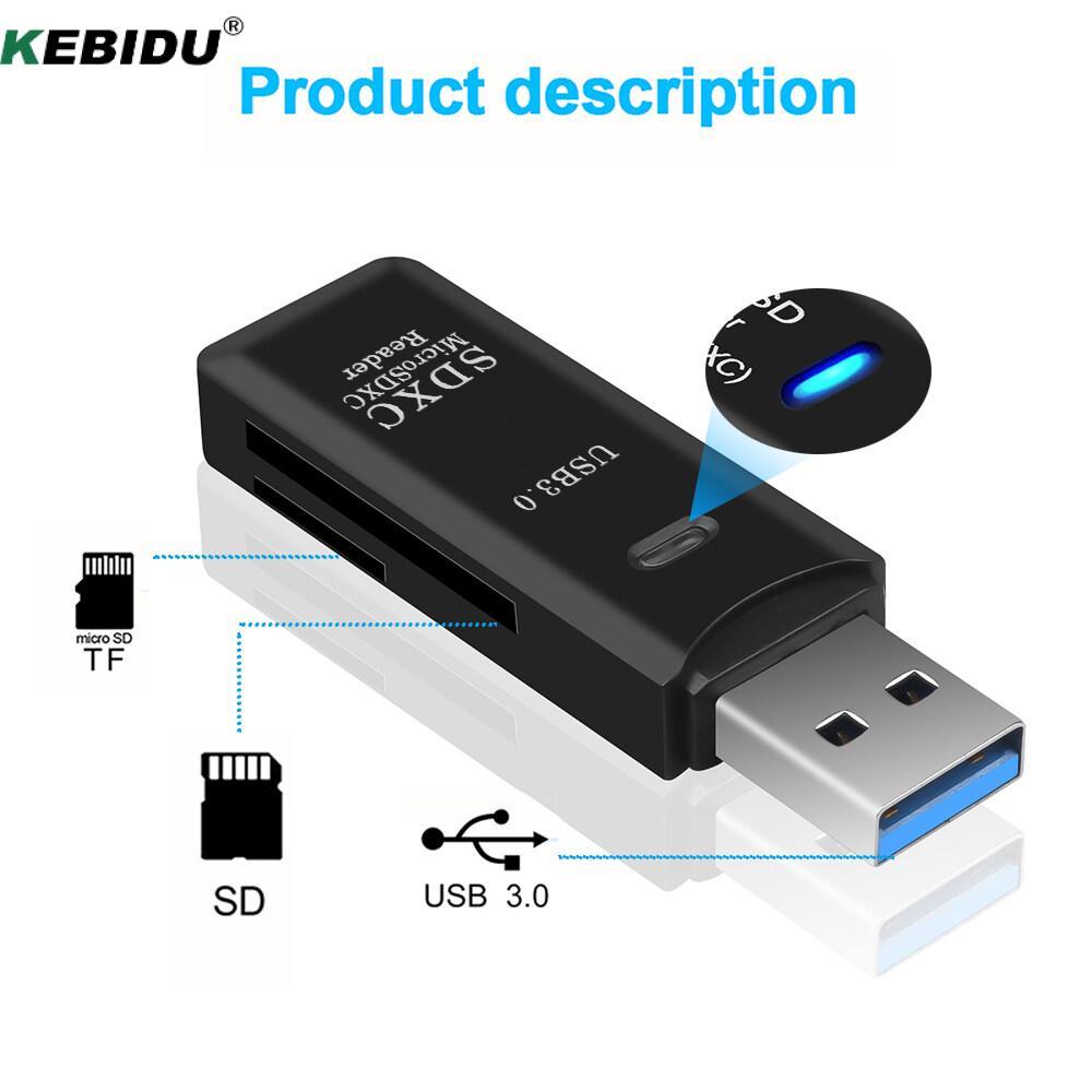 KEBIDU USB 3.0 เครื่องอ่านการ์ดหน่วยความจํา SD Micro SD 2 ใน 1Mini Card Adapter สําหรับแล็ปท็อป USB 