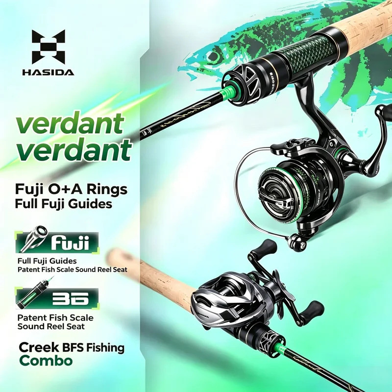 HASIDA Verdant BFS UL Fishing Rod Combo High Carbon FUJI Guide Stream Trout เหยื่อขนาดเล็กน้ําหนักเบ