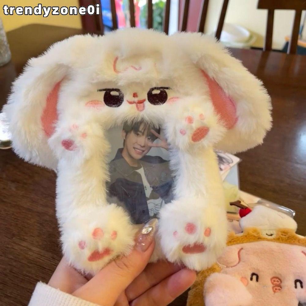 TRENDYZONE0I Photocard , Big Eared Rabbit/Border Collie Plush Photo Card Holder, การ์ตูน Multifuncti