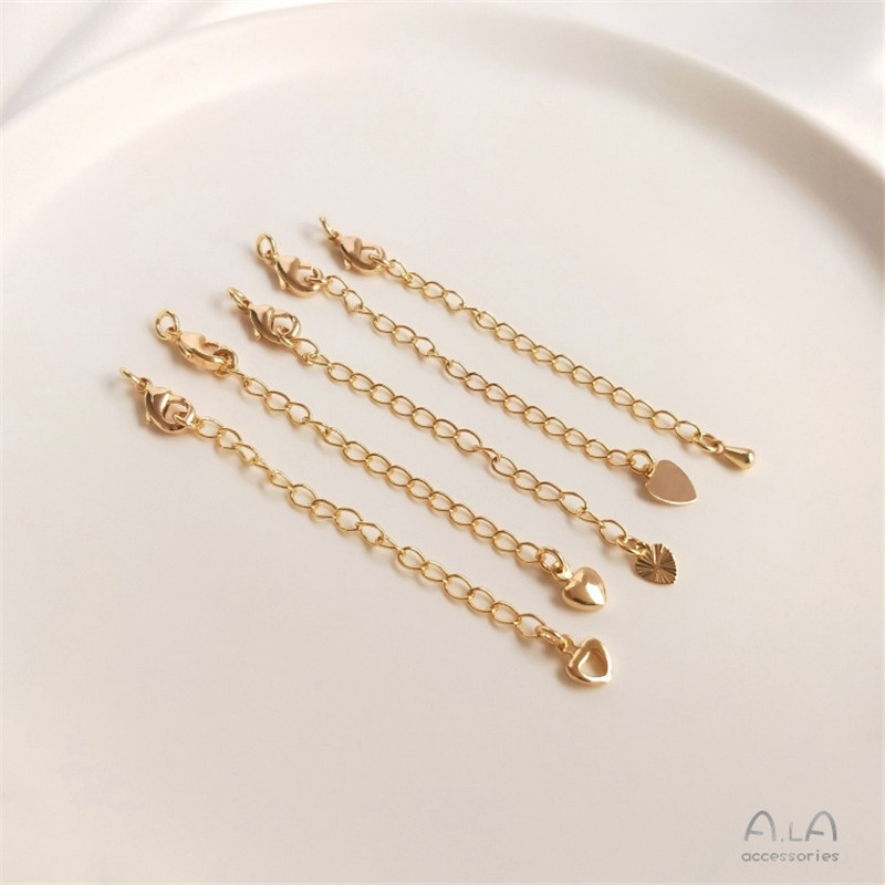14K Gold-Clad สี-Preserve Tail Chain Extension Chain สร้อยข้อมือโฮมเมดสร้อยคอ diy เครื่องประดับทําด้