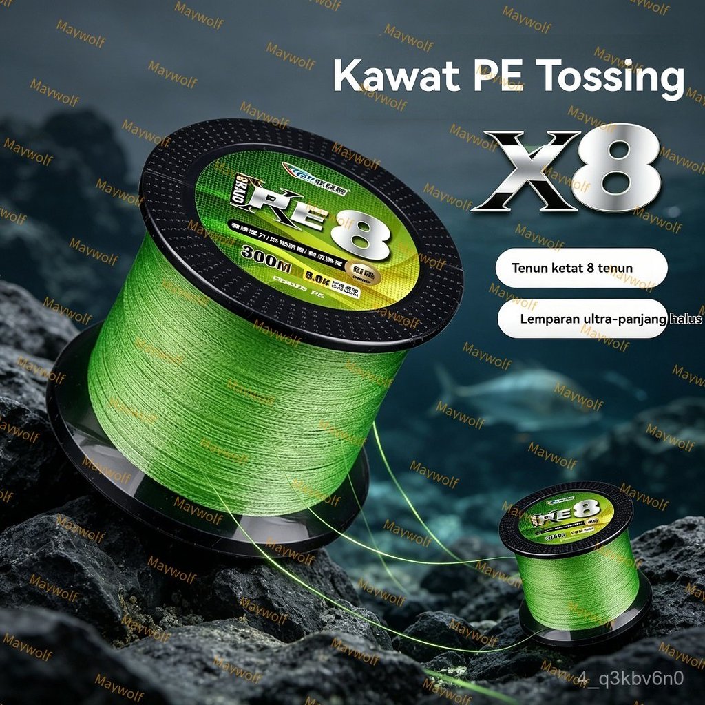 ZJAJUE X8 300 M/150 M PE สายตกปลา PE ถักลาก 6 กก.-24 กก.Dyneema Multifilament PE สายอุปกรณ์ตกปลา