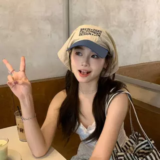 Glitzsiam🥳🥳สไตล์เกาหลี ผ้าคลุมศีรษะ ครีมกันแดด หมวกเบสบอล งานปักตัวอักษร แนวโน้ม อเนกประสงค์ ทำให้ใบหน้าดูเล็กลง